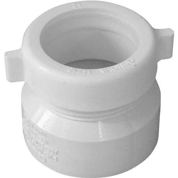 CANPLAS Trap Pipe Adapter, 112 in, Hub x MNPT, PVC, White, Genova, Mfr#: 192851A